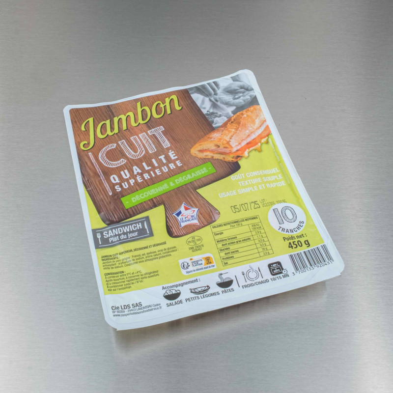 Jambon cuit supérieur découenné dégraissé (10 tranches de 45 g) | Calidel Pro Jambon cuit supérieur découenné dégraissé (10 tranches de 45 g) | Calidel Pro