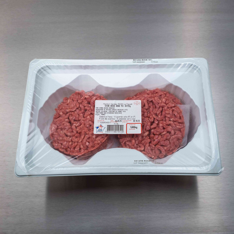Steak hach&eacute; rond 15| MG (8 pi&egrave;ces de 125 g) | Calidel Pro