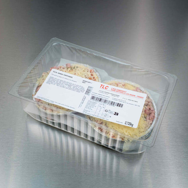 Pizza individuelle jambon champignons (4 pizzas de 180 g) | Calidel Pro Pizza individuelle jambon champignons (4 pizzas de 180 g) | Calidel Pro