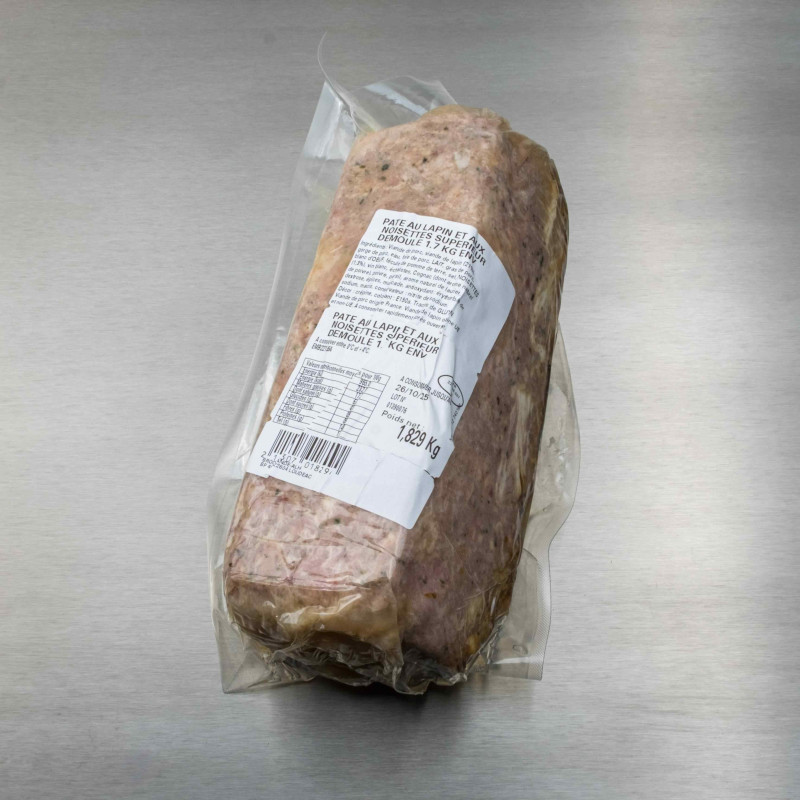 Pâté au lapin et aux noisettes supérieur démoulé 1kg800 env. | Calidel Pro Pâté au lapin et aux noisettes supérieur démoulé 1kg800 env. | Calidel Pro