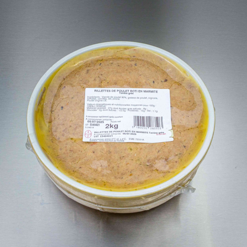 Rillettes de poulet rôti terrine 2 kg | Calidel Pro Rillettes de poulet rôti terrine 2 kg | Calidel Pro