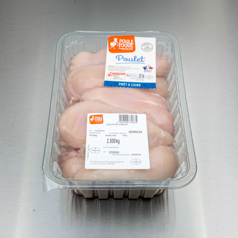 Filets de poulet blanc sans peau 2kg500 | Calidel Pro